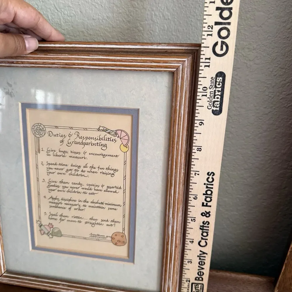 Audrey Brennan Framed Grandparenting Rules PrintFamily Wall Decor 90’s